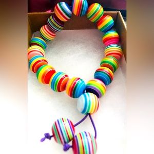 MULTI COLORED ROUND BEADED  BRACELET WITH ADJUSTABLE ENDS
